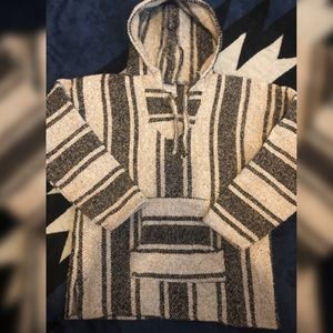 Black white and cream drug rug